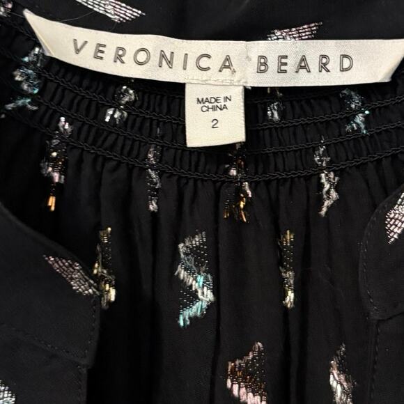 Veronica Beard Black Alia Metallic Geometric Long Sleeve Mini Dress Size 2 XS - Picture 5 of 8